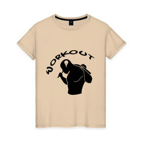Женская футболка хлопок с принтом WorkOut B в Курске, 100% хлопок | прямой крой, круглый вырез горловины, длина до линии бедер, слегка спущенное плечо | 