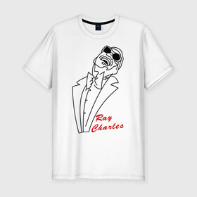 Мужская футболка премиум с принтом Ray Charles (1) в Курске, 92% хлопок, 8% лайкра | приталенный силуэт, круглый вырез ворота, длина до линии бедра, короткий рукав | 