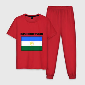 Мужская пижама хлопок с принтом Bashkortostan flag в Курске, 100% хлопок | брюки и футболка прямого кроя, без карманов, на брюках мягкая резинка на поясе и по низу штанин
 | башкирия | башкортостан | регионы россии | флаг башкирии