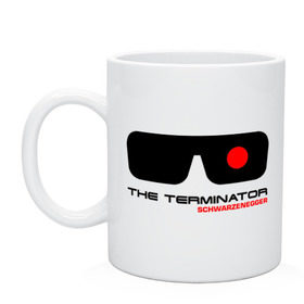 Кружка с принтом The Terminator в Курске, керамика | объем — 330 мл, диаметр — 80 мм. Принт наносится на бока кружки, можно сделать два разных изображения | terminator | очки терминатор | терминатор | шварценеггер | шварцнеггер