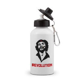 Бутылка спортивная с принтом Che Guevara Revolution в Курске, металл | емкость — 500 мл, в комплекте две пластиковые крышки и карабин для крепления | Тематика изображения на принте: че гевара