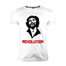 Мужская футболка премиум с принтом Che Guevara Revolution в Курске, 92% хлопок, 8% лайкра | приталенный силуэт, круглый вырез ворота, длина до линии бедра, короткий рукав | че гевара