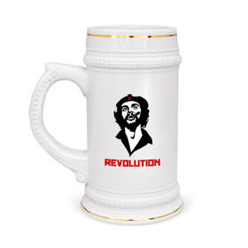 Кружка пивная с принтом Che Guevara Revolution в Курске,  керамика (Материал выдерживает высокую температуру, стоит избегать резкого перепада температур) |  объем 630 мл | че гевара