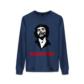 Женский свитшот хлопок с принтом Che Guevara Revolution в Курске, 100% хлопок | прямой крой, круглый вырез, на манжетах и по низу широкая трикотажная резинка  | че гевара
