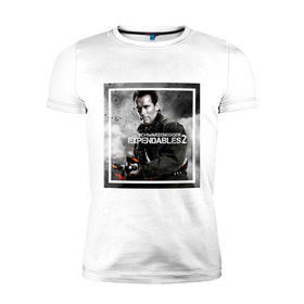 Мужская футболка премиум с принтом Schwarzenegger в Курске, 92% хлопок, 8% лайкра | приталенный силуэт, круглый вырез ворота, длина до линии бедра, короткий рукав | expendables | schwarzenegger | арни | кино. фильмы | неудержимые | шварценеггер