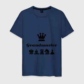 Мужская футболка хлопок с принтом Grandmaster в Курске, 100% хлопок | прямой крой, круглый вырез горловины, длина до линии бедер, слегка спущенное плечо. | grandmaster | гросмейстер | гроссмейстер | шахматист | шахматы