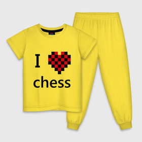 Детская пижама хлопок с принтом I love chess в Курске, 100% хлопок |  брюки и футболка прямого кроя, без карманов, на брюках мягкая резинка на поясе и по низу штанин
 | chess | i love chess | шахматы | я люблю шахматы