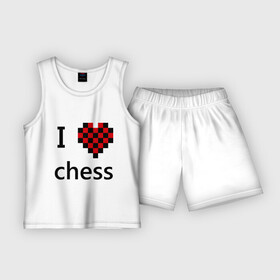Детская пижама с шортами хлопок с принтом I love chess в Курске,  |  | chess | i love chess | шахматы | я люблю шахматы