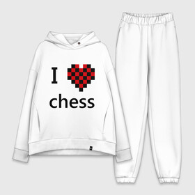 Женский костюм хлопок Oversize с принтом I love chess в Курске,  |  | chess | i love chess | шахматы | я люблю шахматы