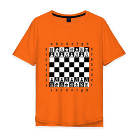 Мужская футболка хлопок Oversize с принтом Шахматная достка в Курске, 100% хлопок | свободный крой, круглый ворот, “спинка” длиннее передней части | Тематика изображения на принте: шахматист | шахматная доска | шахматы