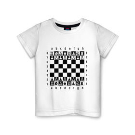 Детская футболка хлопок с принтом Шахматная достка в Курске, 100% хлопок | круглый вырез горловины, полуприлегающий силуэт, длина до линии бедер | шахматист | шахматная доска | шахматы