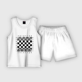Детская пижама с шортами хлопок с принтом Шахматная достка в Курске,  |  | шахматист | шахматная доска | шахматы