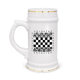 Кружка пивная с принтом Шахматная достка в Курске,  керамика (Материал выдерживает высокую температуру, стоит избегать резкого перепада температур) |  объем 630 мл | шахматист | шахматная доска | шахматы