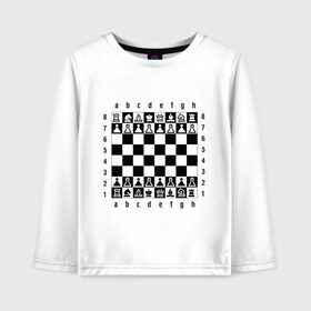 Детский лонгслив хлопок с принтом Шахматная достка в Курске, 100% хлопок | круглый вырез горловины, полуприлегающий силуэт, длина до линии бедер | шахматист | шахматная доска | шахматы