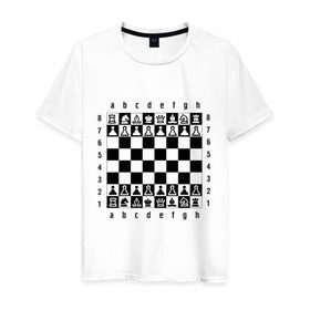 Мужская футболка хлопок с принтом Шахматная достка в Курске, 100% хлопок | прямой крой, круглый вырез горловины, длина до линии бедер, слегка спущенное плечо. | шахматист | шахматная доска | шахматы