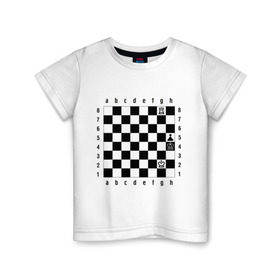 Детская футболка хлопок с принтом Шахматная комбинация 1 в Курске, 100% хлопок | круглый вырез горловины, полуприлегающий силуэт, длина до линии бедер | Тематика изображения на принте: комбинация | шахматист | шахматная доска | шахматы