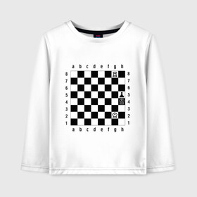 Детский лонгслив хлопок с принтом Шахматная комбинация 1 в Курске, 100% хлопок | круглый вырез горловины, полуприлегающий силуэт, длина до линии бедер | комбинация | шахматист | шахматная доска | шахматы