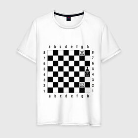 Мужская футболка хлопок с принтом Шахматная комбинация 1 в Курске, 100% хлопок | прямой крой, круглый вырез горловины, длина до линии бедер, слегка спущенное плечо. | комбинация | шахматист | шахматная доска | шахматы