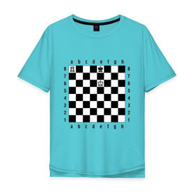 Мужская футболка хлопок Oversize с принтом Комбинация шах и мат в Курске, 100% хлопок | свободный крой, круглый ворот, “спинка” длиннее передней части | Тематика изображения на принте: checkmate | мат | шах | шах и мат | шахматист | шахматная доска | шахматы