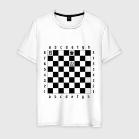 Мужская футболка хлопок с принтом Комбинация шах и мат в Курске, 100% хлопок | прямой крой, круглый вырез горловины, длина до линии бедер, слегка спущенное плечо. | Тематика изображения на принте: checkmate | мат | шах | шах и мат | шахматист | шахматная доска | шахматы