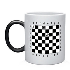 Кружка хамелеон с принтом Комбинация Шах в Курске, керамика | меняет цвет при нагревании, емкость 330 мл | Тематика изображения на принте: checkmate | мат | шах | шах и мат | шахматист | шахматная доска | шахматы
