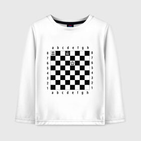 Детский лонгслив хлопок с принтом Комбинация Шах в Курске, 100% хлопок | круглый вырез горловины, полуприлегающий силуэт, длина до линии бедер | Тематика изображения на принте: checkmate | мат | шах | шах и мат | шахматист | шахматная доска | шахматы