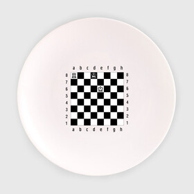 Тарелка с принтом Комбинация Шах в Курске, фарфор | диаметр - 210 мм
диаметр для нанесения принта - 120 мм | checkmate | мат | шах | шах и мат | шахматист | шахматная доска | шахматы