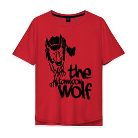 Мужская футболка хлопок Oversize с принтом тамбовский волк в Курске, 100% хлопок | свободный крой, круглый ворот, “спинка” длиннее передней части | wolf | волк | животные