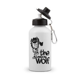 Бутылка спортивная с принтом тамбовский волк в Курске, металл | емкость — 500 мл, в комплекте две пластиковые крышки и карабин для крепления | Тематика изображения на принте: wolf | волк | животные