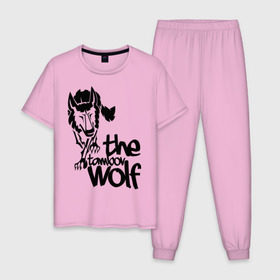 Мужская пижама хлопок с принтом тамбовский волк в Курске, 100% хлопок | брюки и футболка прямого кроя, без карманов, на брюках мягкая резинка на поясе и по низу штанин
 | Тематика изображения на принте: wolf | волк | животные