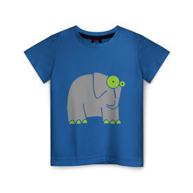 Детская футболка хлопок с принтом Веселый слоник в Курске, 100% хлопок | круглый вырез горловины, полуприлегающий силуэт, длина до линии бедер | Тематика изображения на принте: слон