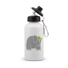 Бутылка спортивная с принтом Веселый слоник в Курске, металл | емкость — 500 мл, в комплекте две пластиковые крышки и карабин для крепления | слон