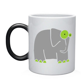 Кружка хамелеон с принтом Веселый слоник в Курске, керамика | меняет цвет при нагревании, емкость 330 мл | слон