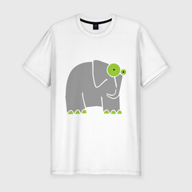 Мужская футболка премиум с принтом Веселый слоник в Курске, 92% хлопок, 8% лайкра | приталенный силуэт, круглый вырез ворота, длина до линии бедра, короткий рукав | слон