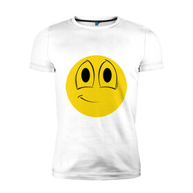 Мужская футболка премиум с принтом Лучший смайлик в Курске, 92% хлопок, 8% лайкра | приталенный силуэт, круглый вырез ворота, длина до линии бедра, короткий рукав | smile. улыбка | лучший смайл | смайл | смайлик