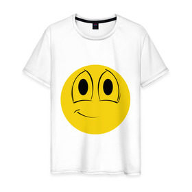 Мужская футболка хлопок с принтом Лучший смайлик в Курске, 100% хлопок | прямой крой, круглый вырез горловины, длина до линии бедер, слегка спущенное плечо. | smile. улыбка | лучший смайл | смайл | смайлик