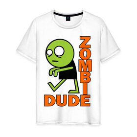 Мужская футболка хлопок с принтом zombie dude в Курске, 100% хлопок | прямой крой, круглый вырез горловины, длина до линии бедер, слегка спущенное плечо. | Тематика изображения на принте: зомби