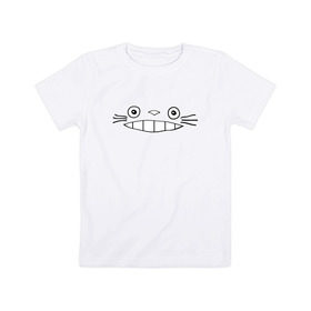 Детская футболка хлопок с принтом totoro face в Курске, 100% хлопок | круглый вырез горловины, полуприлегающий силуэт, длина до линии бедер | totoro | аниме | анимэ | тоторо