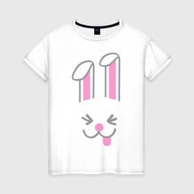 Женская футболка хлопок с принтом Зайчик в Курске, 100% хлопок | прямой крой, круглый вырез горловины, длина до линии бедер, слегка спущенное плечо | животные | зайка | зайчик | заяц