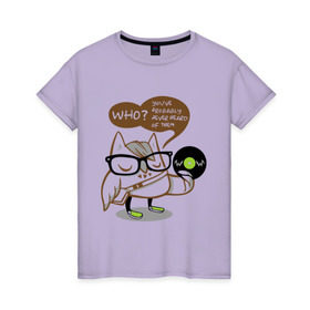 Женская футболка хлопок с принтом Сова хипстер в Курске, 100% хлопок | прямой крой, круглый вырез горловины, длина до линии бедер, слегка спущенное плечо | 