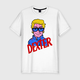 Мужская футболка премиум с принтом Мультяшный Dexter в Курске, 92% хлопок, 8% лайкра | приталенный силуэт, круглый вырез ворота, длина до линии бедра, короткий рукав | Тематика изображения на принте: dexter | декстер | сериалы | тв сериалы