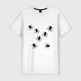 Мужская футболка премиум с принтом пауки в Курске, 92% хлопок, 8% лайкра | приталенный силуэт, круглый вырез ворота, длина до линии бедра, короткий рукав | животные | насекомые | паучки