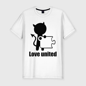 Мужская футболка премиум с принтом Love united мужская в Курске, 92% хлопок, 8% лайкра | приталенный силуэт, круглый вырез ворота, длина до линии бедра, короткий рукав | love united | love united мужская | для двоих | парные