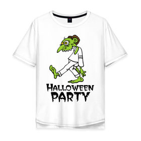 Мужская футболка хлопок Oversize с принтом Halloween party-зомби в Курске, 100% хлопок | свободный крой, круглый ворот, “спинка” длиннее передней части | Тематика изображения на принте: зомби