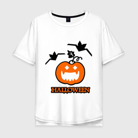 Мужская футболка хлопок Oversize с принтом Тыква на хэллоуин в Курске, 100% хлопок | свободный крой, круглый ворот, “спинка” длиннее передней части | halloveen | halloven | hallovin | haloween | halowen | helloven | hellovin | helloween | hellowen | hellowin | helowen | helowin | тыква | халловин | халлувин | халлуин | халовин | халуин | хелловин | хеллоуин | хеллувин | хеловин | хелуин | хэлловин | хэ