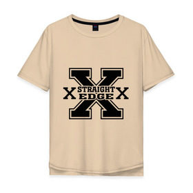 Мужская футболка хлопок Oversize с принтом Streght edge (sXe) (2) в Курске, 100% хлопок | свободный крой, круглый ворот, “спинка” длиннее передней части | streght edge | sxe | меломанам | музыка