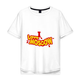 Мужская футболка хлопок Oversize с принтом I love MOSCOW (3) в Курске, 100% хлопок | свободный крой, круглый ворот, “спинка” длиннее передней части | i love moscow | moscow | город | города | москва | я люблю москву
