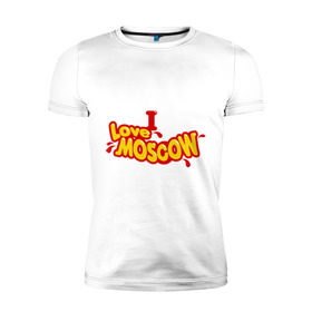 Мужская футболка премиум с принтом I love MOSCOW (3) в Курске, 92% хлопок, 8% лайкра | приталенный силуэт, круглый вырез ворота, длина до линии бедра, короткий рукав | i love moscow | moscow | город | города | москва | я люблю москву