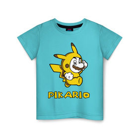 Детская футболка хлопок с принтом Pikario в Курске, 100% хлопок | круглый вырез горловины, полуприлегающий силуэт, длина до линии бедер | марио