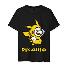 Мужская футболка хлопок с принтом Pikario в Курске, 100% хлопок | прямой крой, круглый вырез горловины, длина до линии бедер, слегка спущенное плечо. | марио